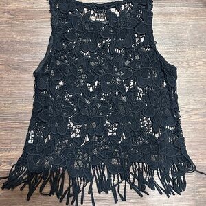 Ambiance Black Floral Crochet Crop Top